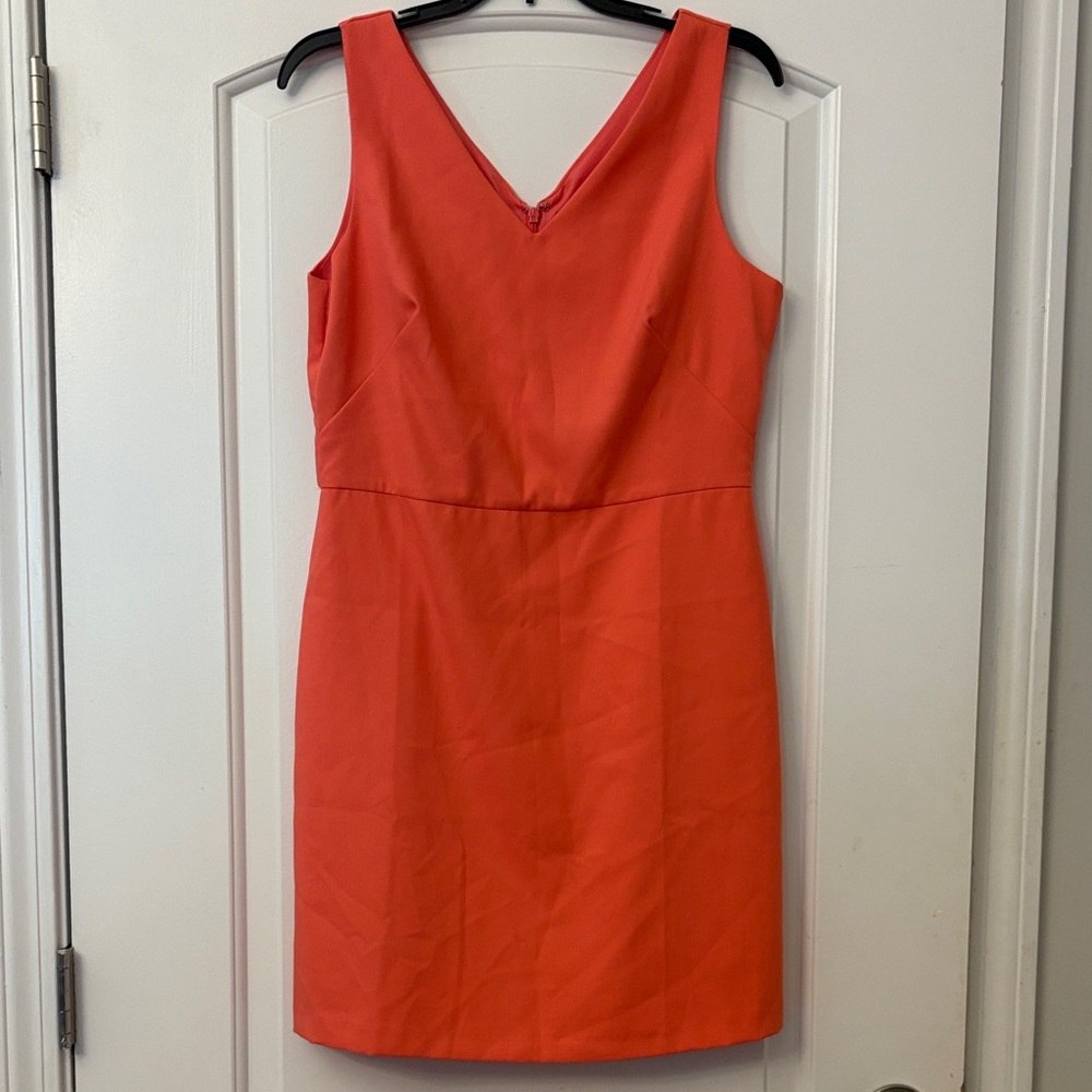 Classic Coral Sheath Dress - Sleeveless V-Neck From The Loft Size 8